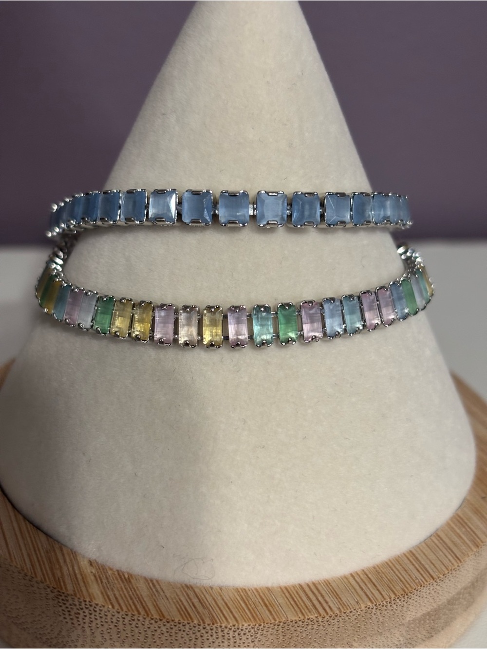 Pastel Multi-Color & Sky Blue Gemstone Bracelet Set
